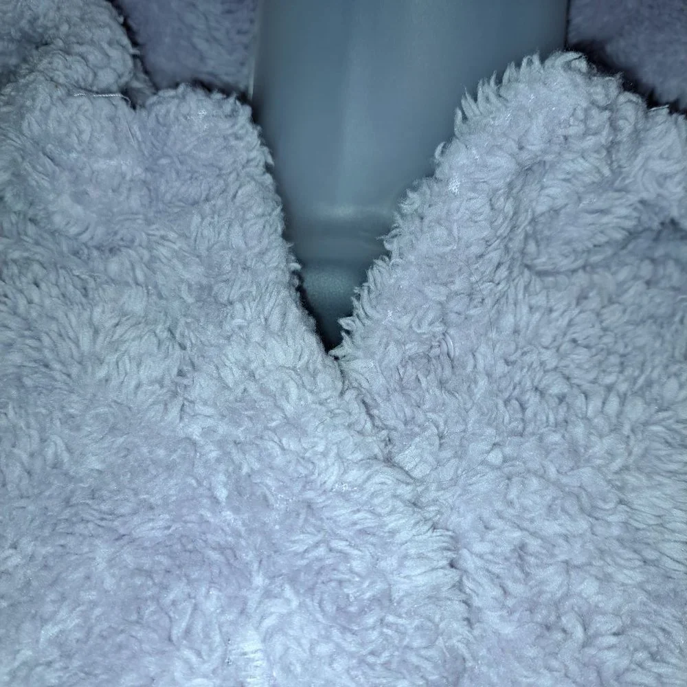 LUKKA LUX Women's Purple Fleece Cozy Sherpa Hoodie 1/4 Button Size Small - Picture 2 of 9